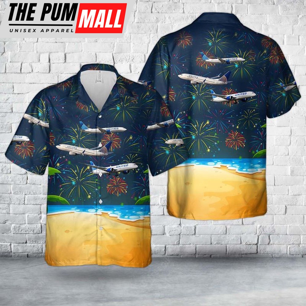 4th Of July Hawaiian Shirt, United Airlines Fleet 4Th Of July Hawaiian Shirt, Hawaiian Fourth Of July Shirt