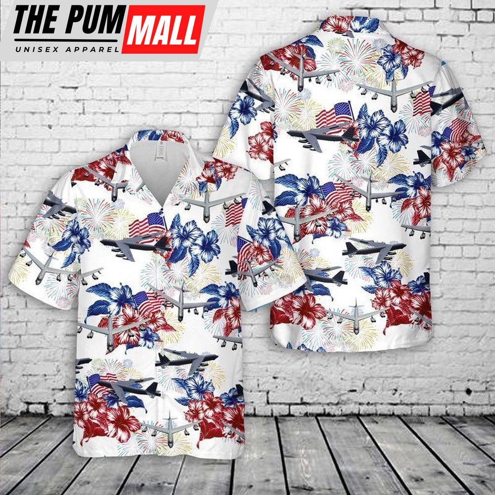 4th Of July Hawaiian Shirt, Us Air Force Boeing B-52 Stratofortress 4Th Of July Hawaiian Shirt, Hawaiian Fourth Of July Shirt