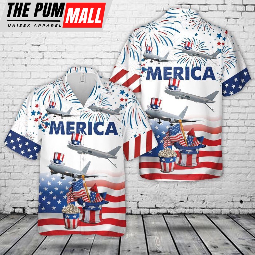4th Of July Hawaiian Shirt, Us Air Force Boeing Kc-46 Pegasus Hawaiian Shirt, Hawaiian Fourth Of July Shirt