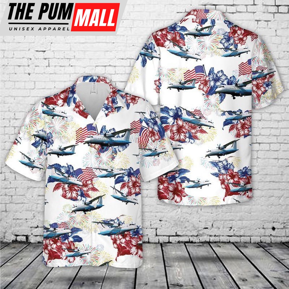 4th Of July Hawaiian Shirt, US Air Force C-146A Wolfhound Hawaiian Shirt 4th of July Apparel for All, Hawaiian Fourth Of July Shirt