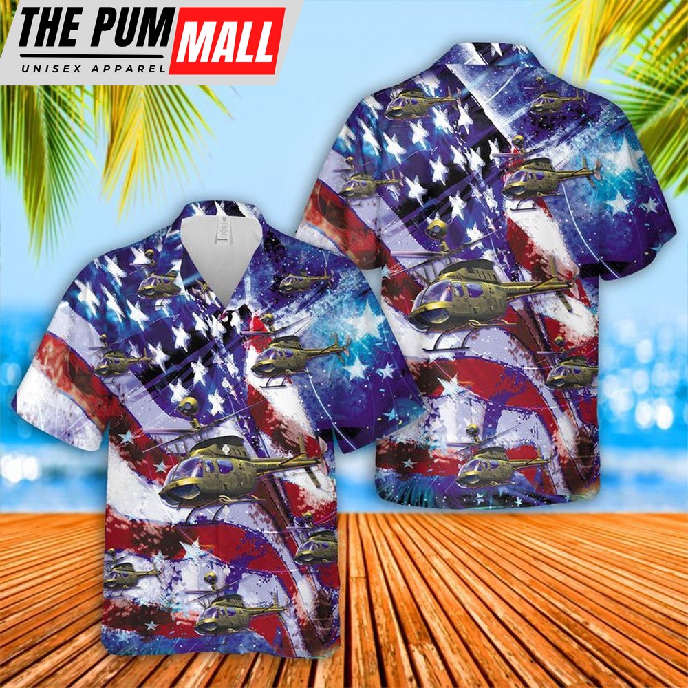 4th Of July Hawaiian Shirt, Us Army Bell Oh-58 Kiowa 4Th Of July Hawaiian Shirt, Hawaiian Fourth Of July Shirt