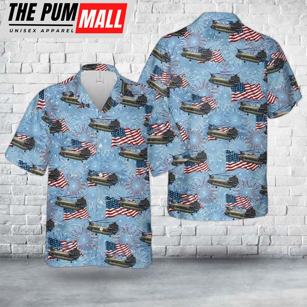 4th Of July Hawaiian Shirt, Us Army Connecticut Army National Guard Ch-47F Chinook Helicopter From The 2Nd Battalion, Hawaiian Fourth Of July Shirt