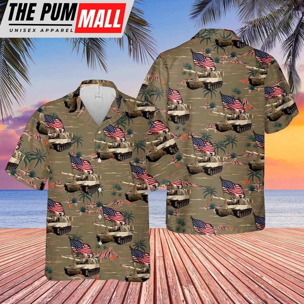 4th Of July Hawaiian Shirt, Us Army M109 Paladin Tank 4Th Of July Hawaiian Shirt, Hawaiian Fourth Of July Shirt