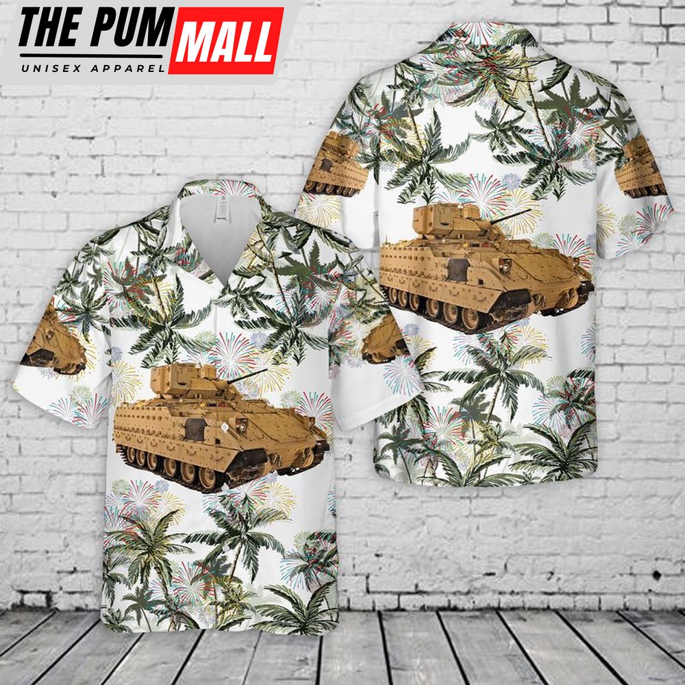 4th Of July Hawaiian Shirt, Us Army M2A3 Bradley 4Th Of July Hawaiian Shirt, Hawaiian Fourth Of July Shirt
