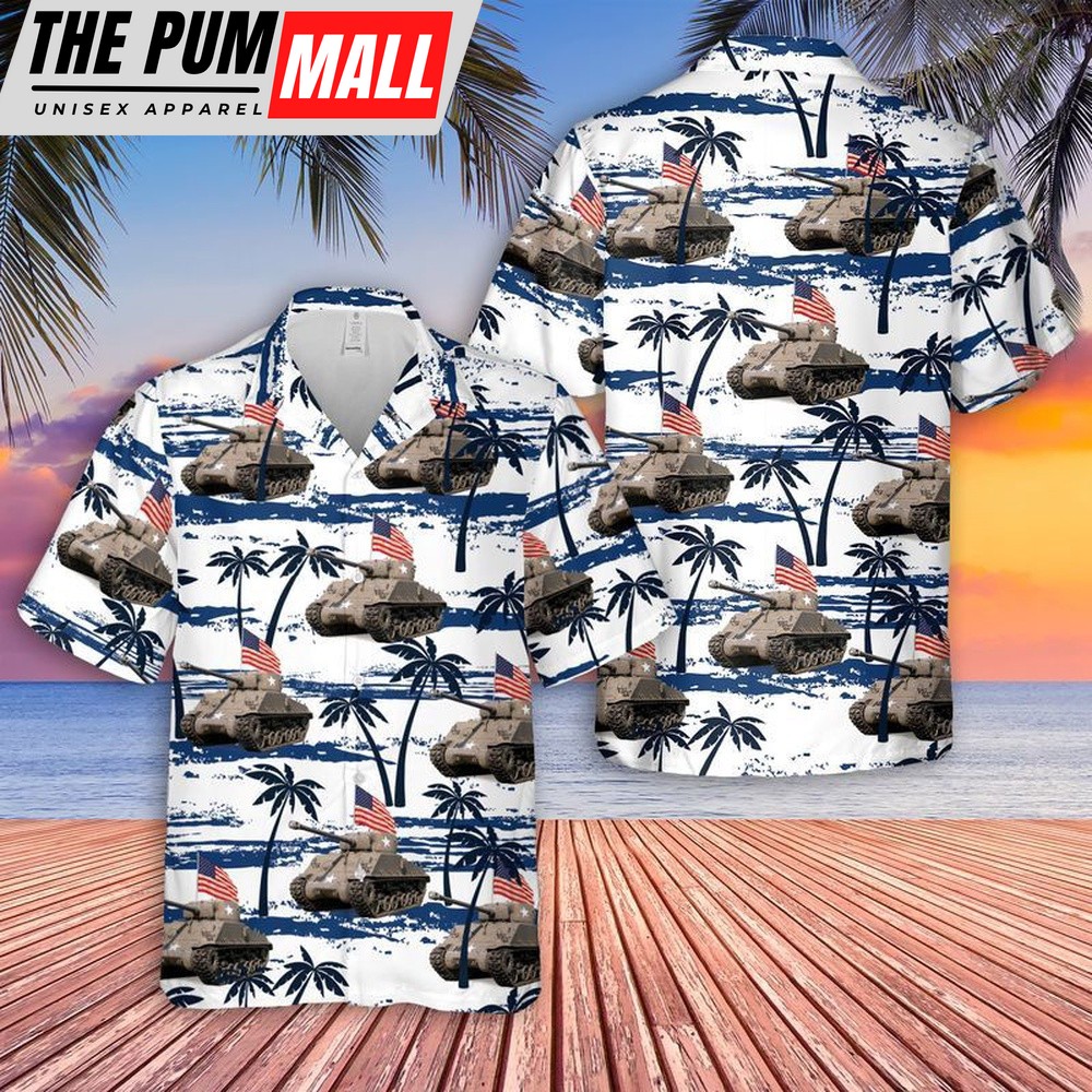 4th Of July Hawaiian Shirt, Us Army M4A3(76)W Hvss Hawaiian Shirt, Hawaiian Fourth Of July Shirt