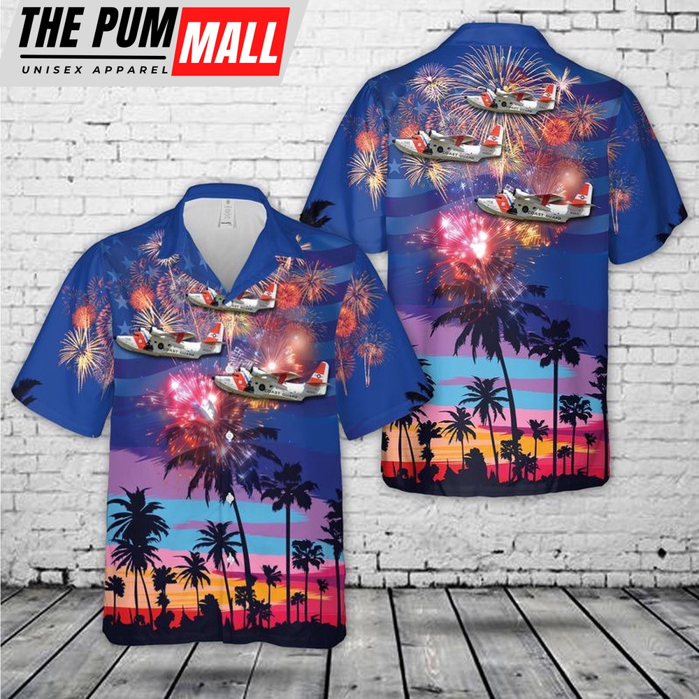 4th Of July Hawaiian Shirt, Us Coast Guard (Uscg) Grumman Hu-16B Albatross. 4Th Of July Hawaiian Shirt, Hawaiian Fourth Of July Shirt