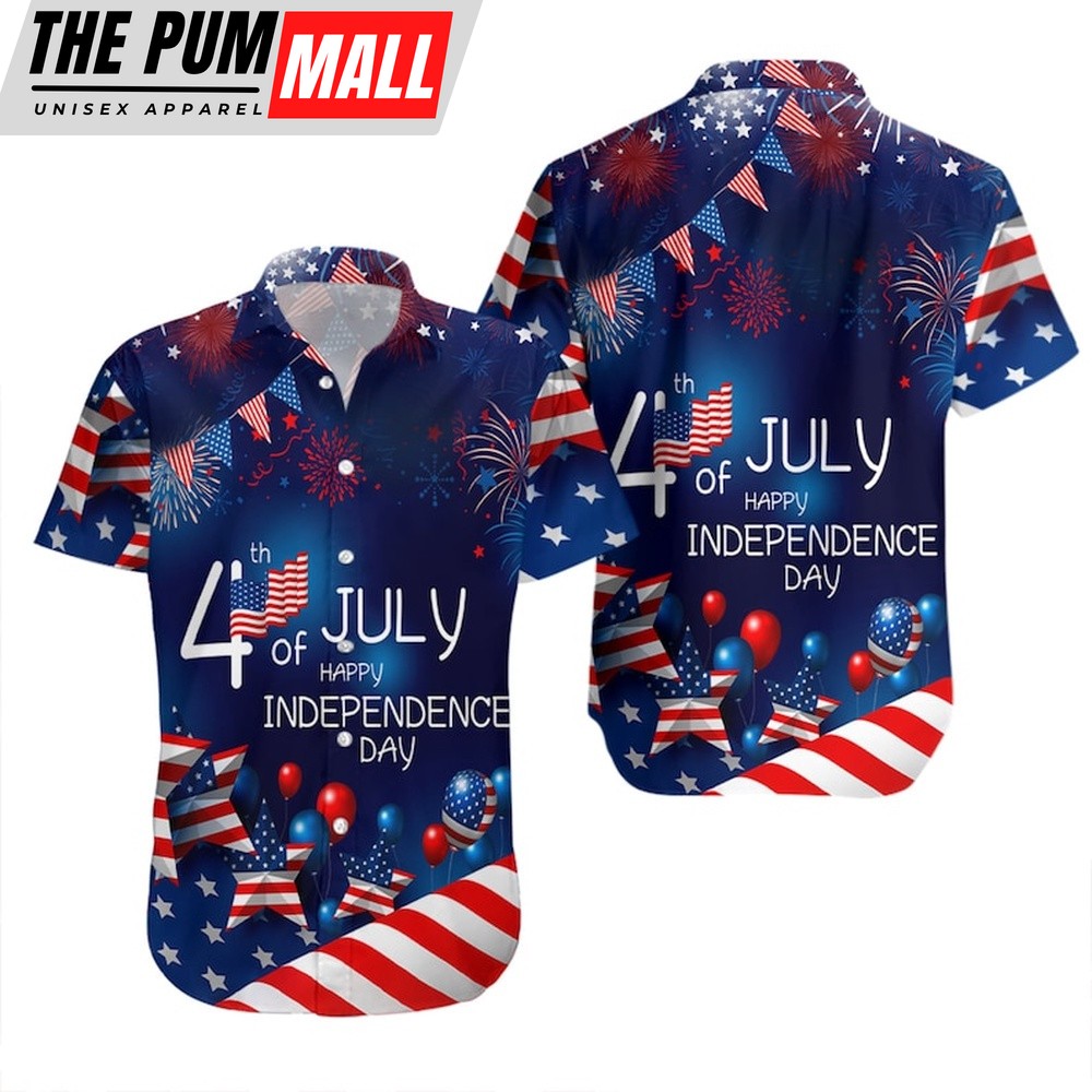 4th Of July Hawaiian Shirt, Us Independence Day Hawaiian Shirt, 4Th July Aloha Gift, God Bless America Hawaii Shirt, Hawaiian Fourth Of July Shirt