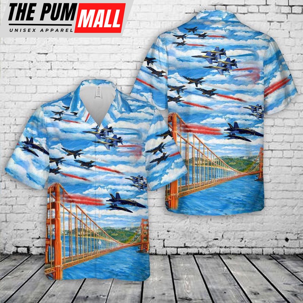 4th Of July Hawaiian Shirt, Us Navy Blue Angels 4Th Of July Hawaiian Shirt, Hawaiian Fourth Of July Shirt