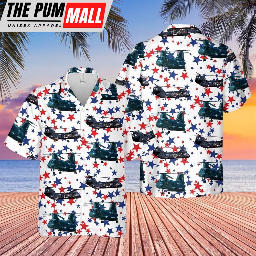 4th Of July Hawaiian Shirt, Us Navy Boeing Vertol Ch-46 Sea Knight 4Th Of July Hawaiian Shirt, Hawaiian Fourth Of July Shirt