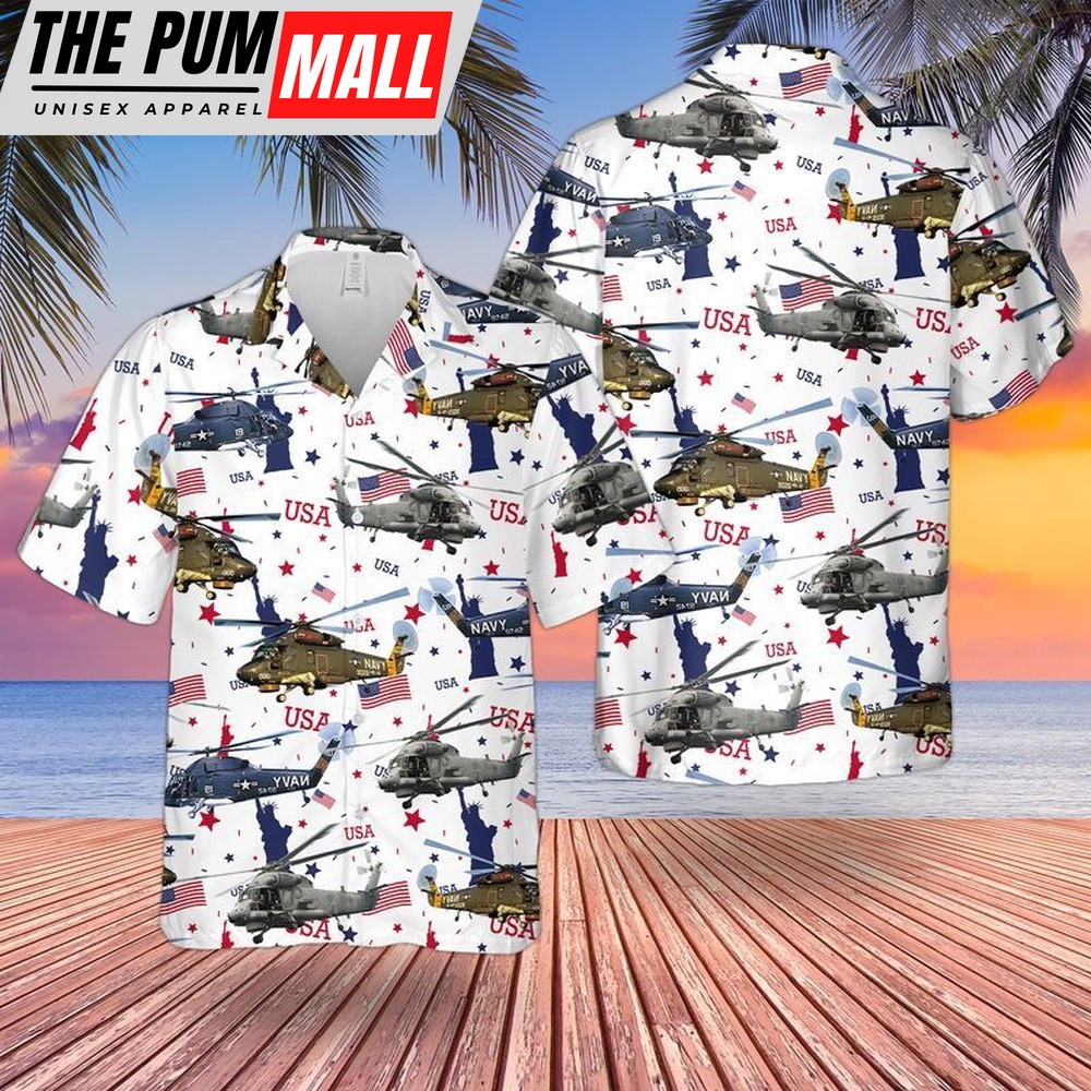 4th Of July Hawaiian Shirt, Us Navy Kaman Sh-2 Seasprite 4Th Of July Hawaiian Shirt, Hawaiian Fourth Of July Shirt