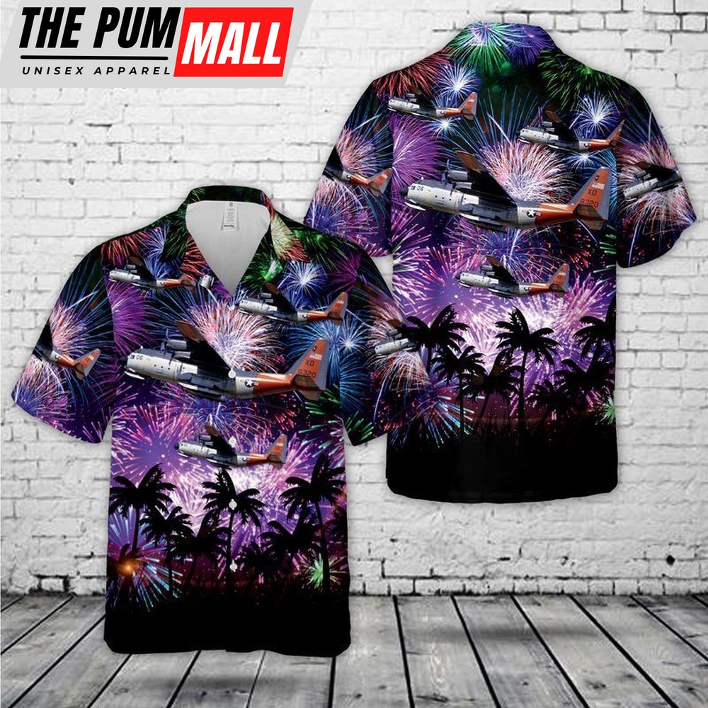 4th Of July Hawaiian Shirt, Us Navy Lockheed Lc-130F Hercules (L-282) Hawaiian Shirt, Hawaiian Fourth Of July Shirt