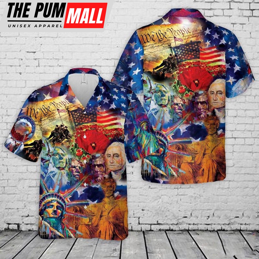 4th Of July Hawaiian Shirt, USA 4th July Hawaiian Tropical Style Shirt Exclusive Elegance Design, Hawaiian Fourth Of July Shirt