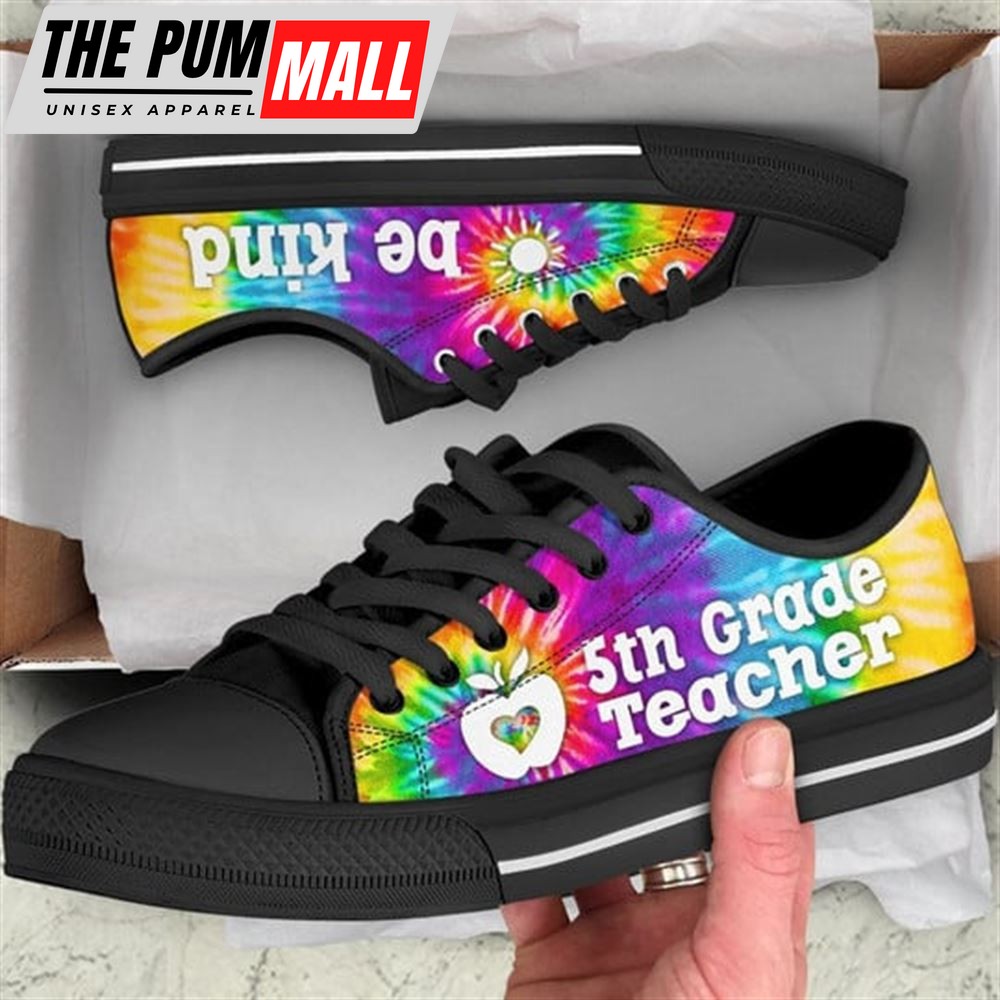 5st Grade Teacher Bekind Tie Dye Canvas Low Top Shoes – Low Top Shoes Mens, Women