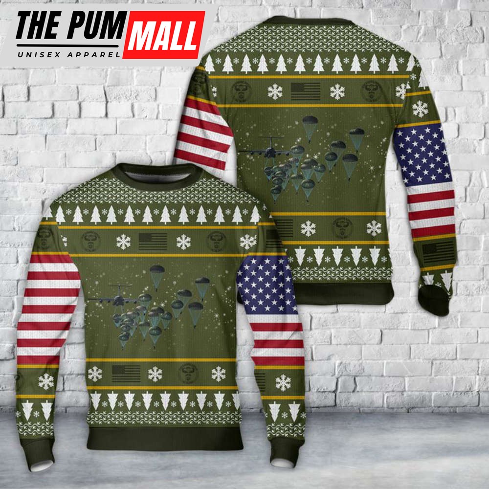 82nd Airborne Division Parachute Christmas Sweater – Unique Gift for US Army Paratroopers