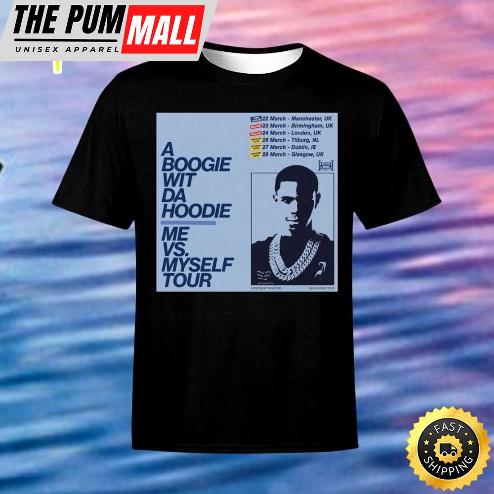 A Boogie Wit Da Hoodie Me vs. Myself Concert Tickets Black T-shirt