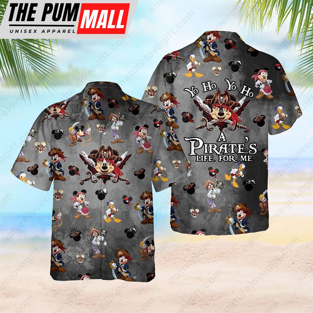 A Pirates Life for Me Mickey Mouse Hawaiian Shirt Disney Aloha Shirts