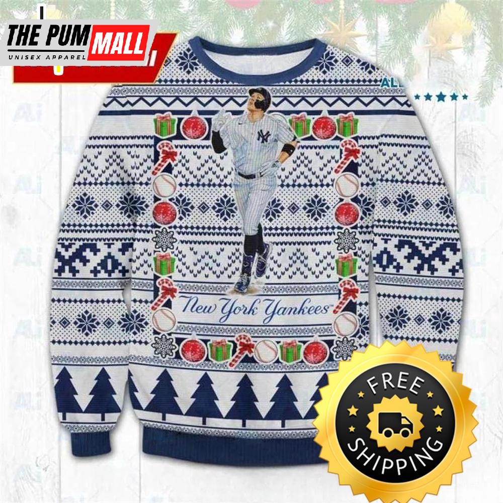 Aaron Jugde New York Yankees Ugly Christmas Sweater, New York Yankees Ugly Sweater, MLB Christmas Sweater