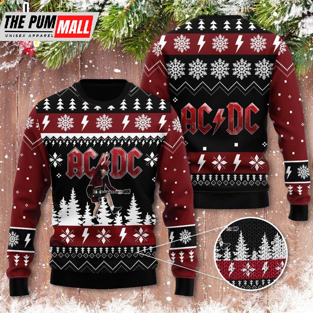 Ac Dc Hells Bells Ugly Christmas Sweater Funny Sweater Gift For Christmas