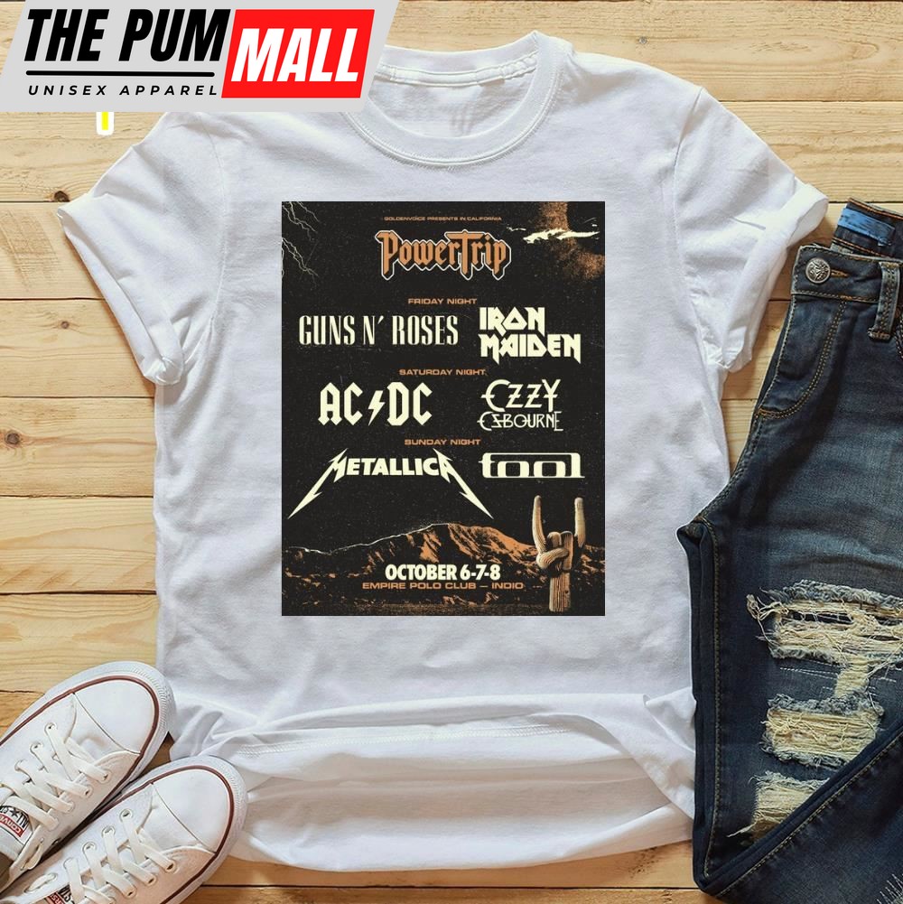 Ac-Dc Tour 2025 Power Trip White Unisex T-Shirt