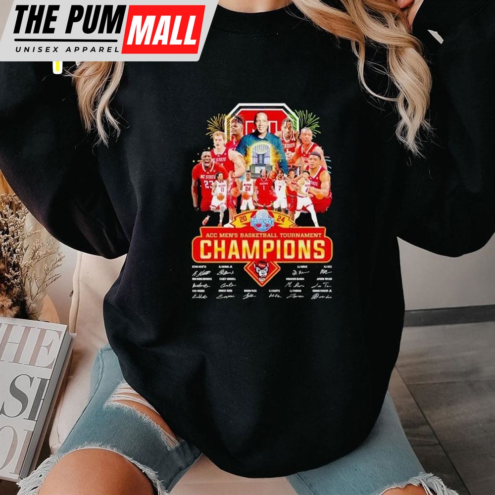 Acc Nc State Wolfpack Mens Basketball Tournament Champions 2025 Signatures Tee T-shirt