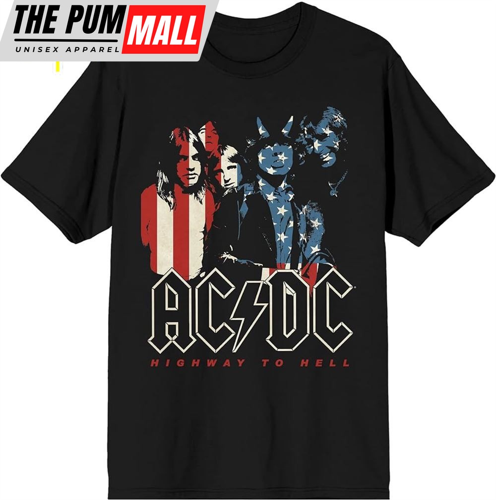 Acdc 2025 Highway To Hell Flag New Official Mens Black T-Shirt