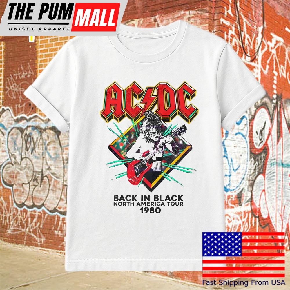 Acdc Back In Black North America Rock Tour 1980 Band T Shirt