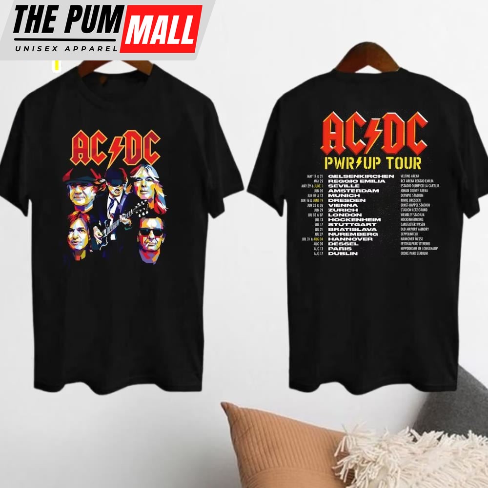 Acdc Band 90s Vintage Shirt, Acdc Pwr Up World Tour 2024 Shirt