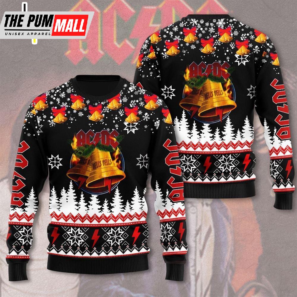 ACDC Band Jingle Hells Bells Let There Be Christmas Ugly Sweater Gift For Christmas