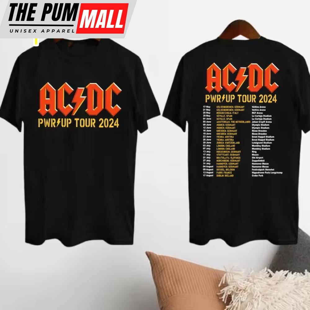 Acdc Pwr Up World Tour 2024 Shirt, Rock Band Acdc Tour 2024 Shirt