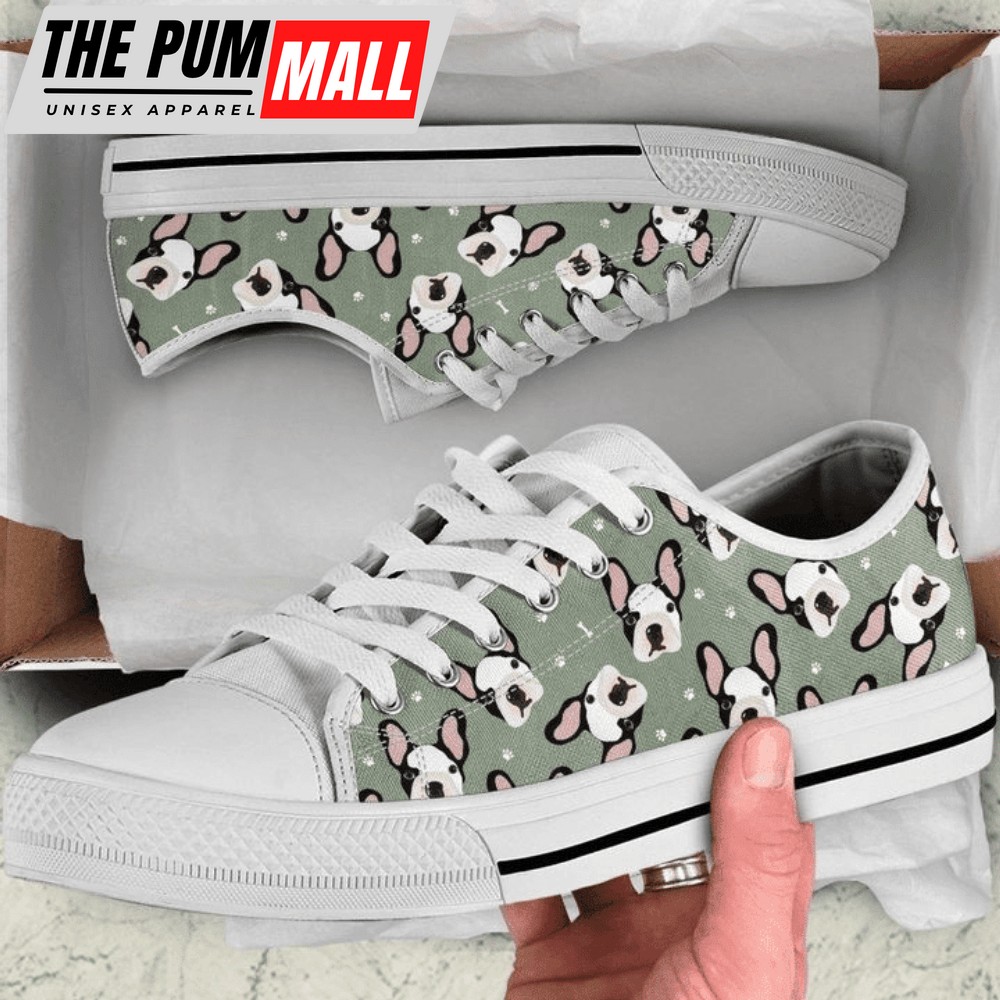 Adorable French Bulldog-Themed Men’s Low Top Shoes: PN206308Sb