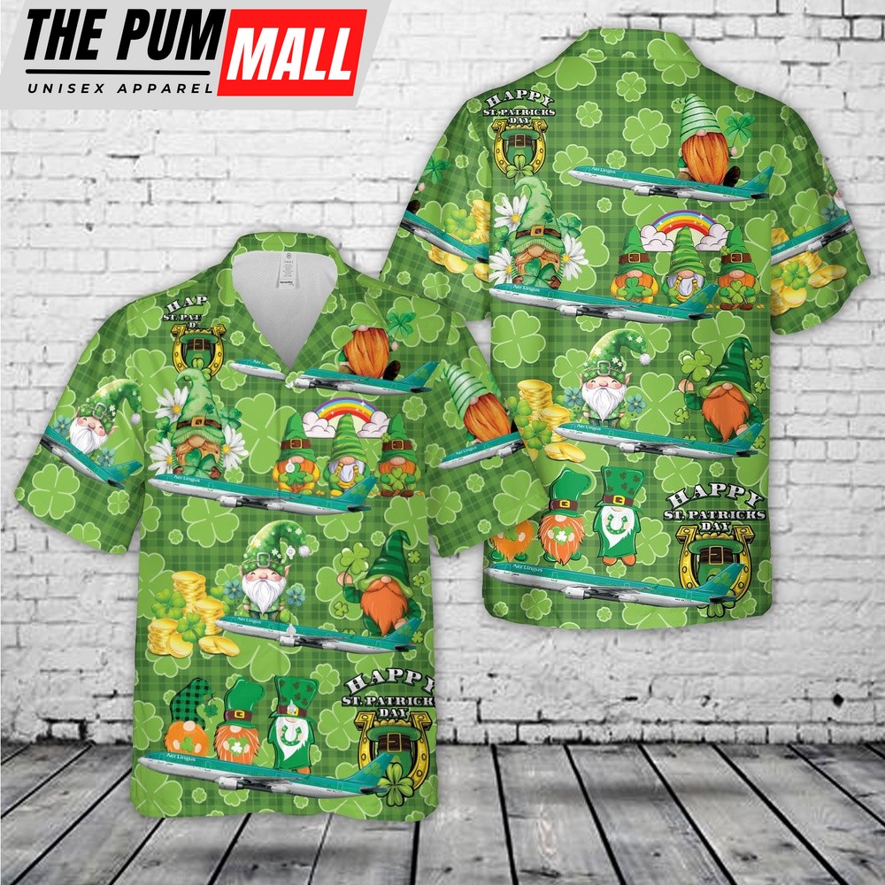 Aer Lingus Airbus A330-302 EI-ELA St Patrick’s Day Hawaiian Shirt, Shamrock Hawaiian Shirt