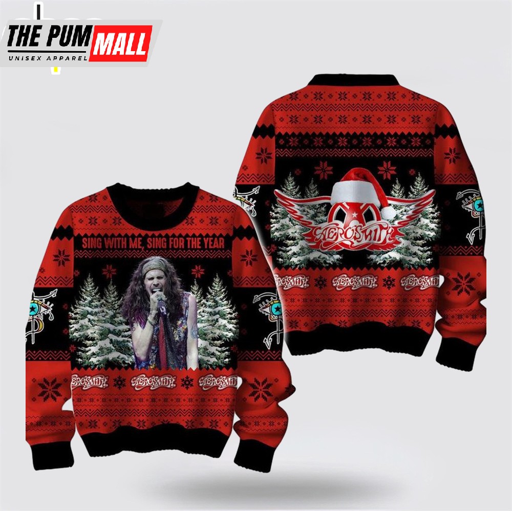 Aerosmith Sing With Me Sing Ugly Merry Christmas Sweater