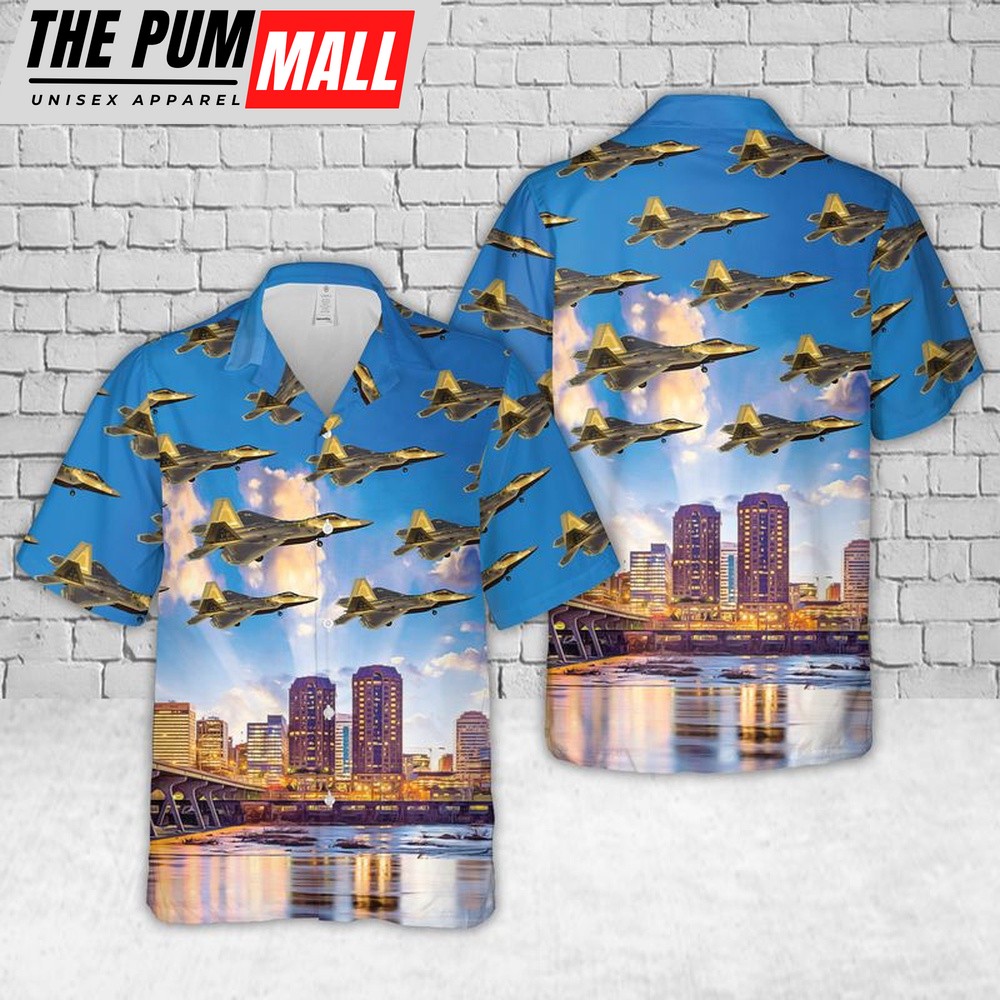 Air Force Hawaiian Shirt, 192nd Wing F-22 Raptor Virginia Air National Guard Hawaiian Shirt, Veteran Hawaiian Shirt