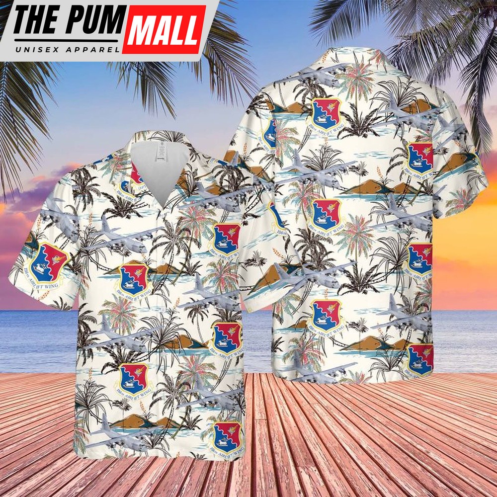 Air Force Hawaiian Shirt, Air National Guard 156th Wing, Lockheed C-130 Hercules Hawaiian Shirt, Veteran Hawaiian Shirt