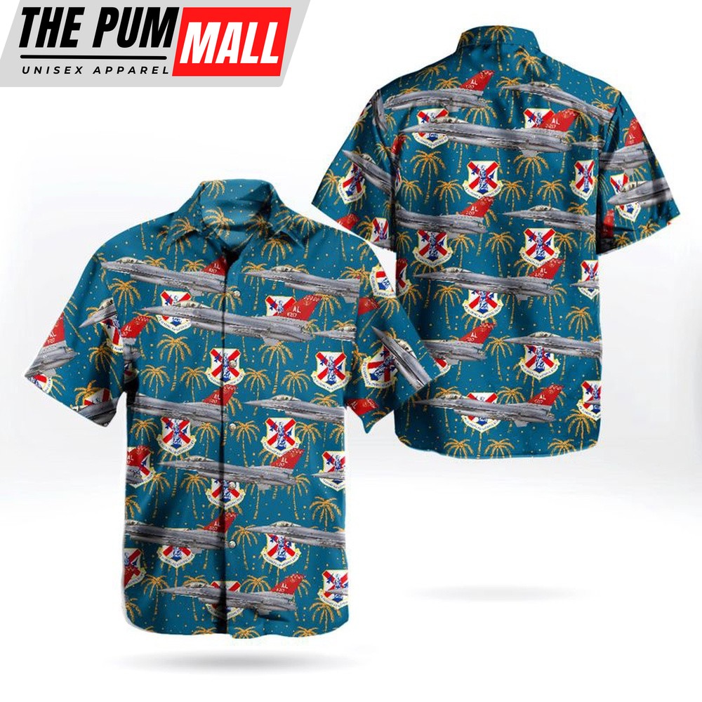 Air Force Hawaiian Shirt, Alabama Air National Guard 187 Fighter Wing General Dynamics F-16D Fighting Falcon (401) Hawaiian Shirt, Veteran Hawaiian Shirt
