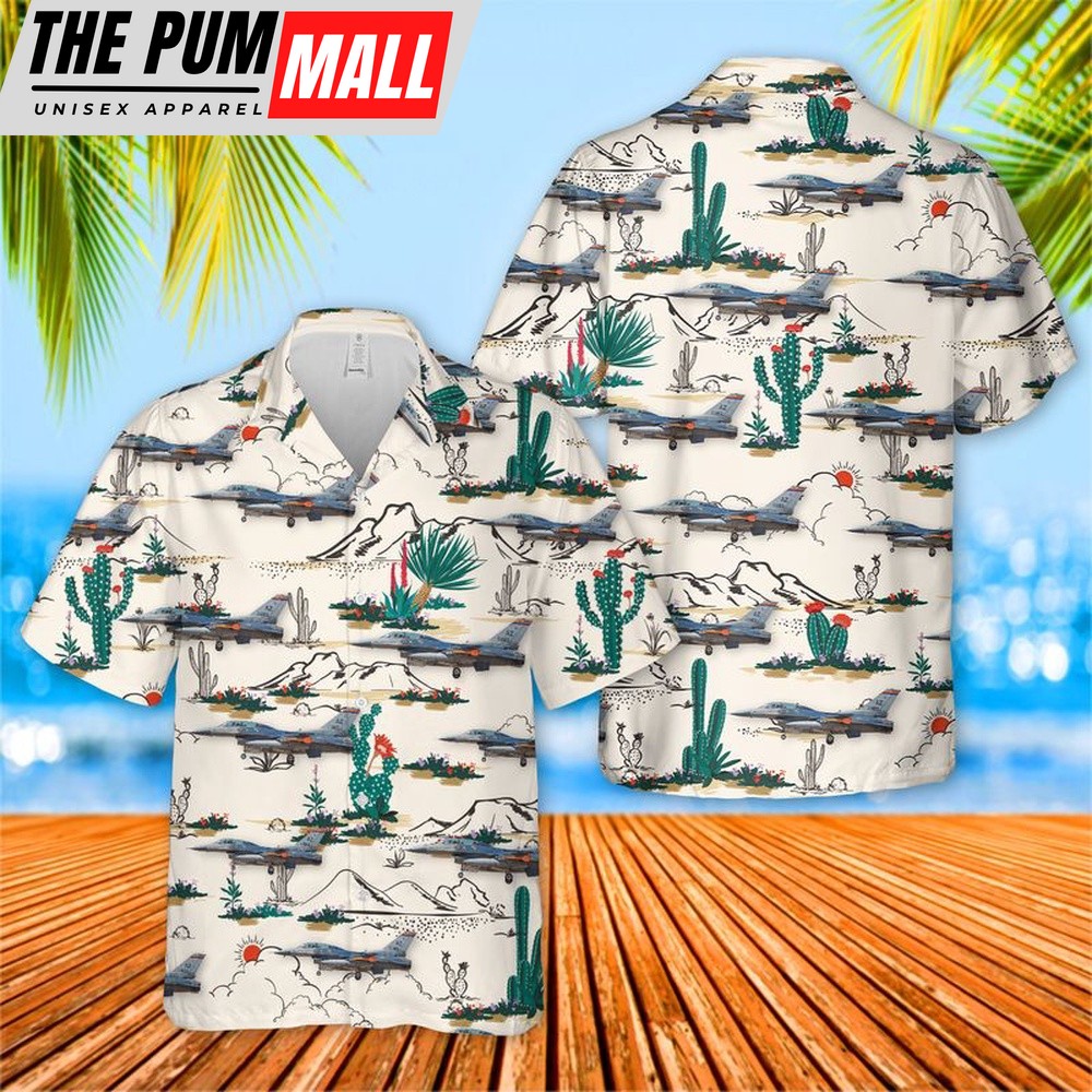 Air Force Hawaiian Shirt, Arizona Air National Guard 162nd Fighter Wing General Dynamics F-16D Block 42A Fighting Falcon 88-0156 Hawaiian Shirt