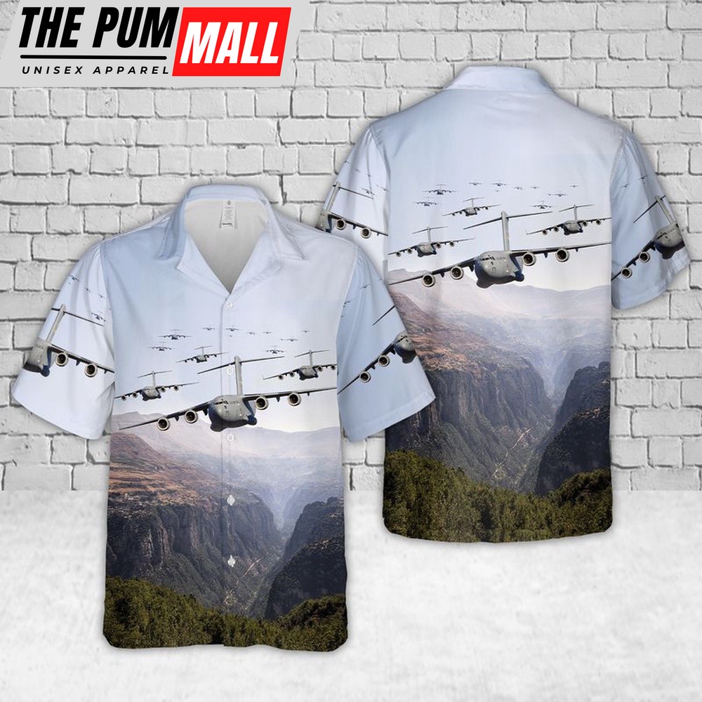 Air Force Hawaiian Shirt, C-17 Globemaster III Mississippi Air National Guard Hawaiian Shirt, Veteran Hawaiian Shirt