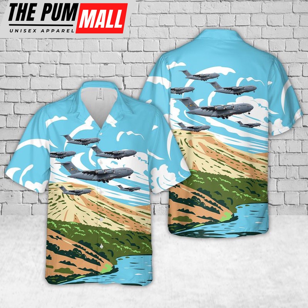 Air Force Hawaiian Shirt, C-17 US Air Force 437 Airlift Wing Hawaiian Shirt, Veteran Hawaiian Shirt