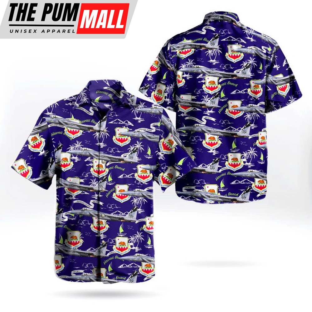 Air Force Hawaiian Shirt, California Air National Guard 144th Fighter Wing McDonnell Douglas F-15C Eagle Hawaiian Shirt, Veteran Hawaiian Shirt