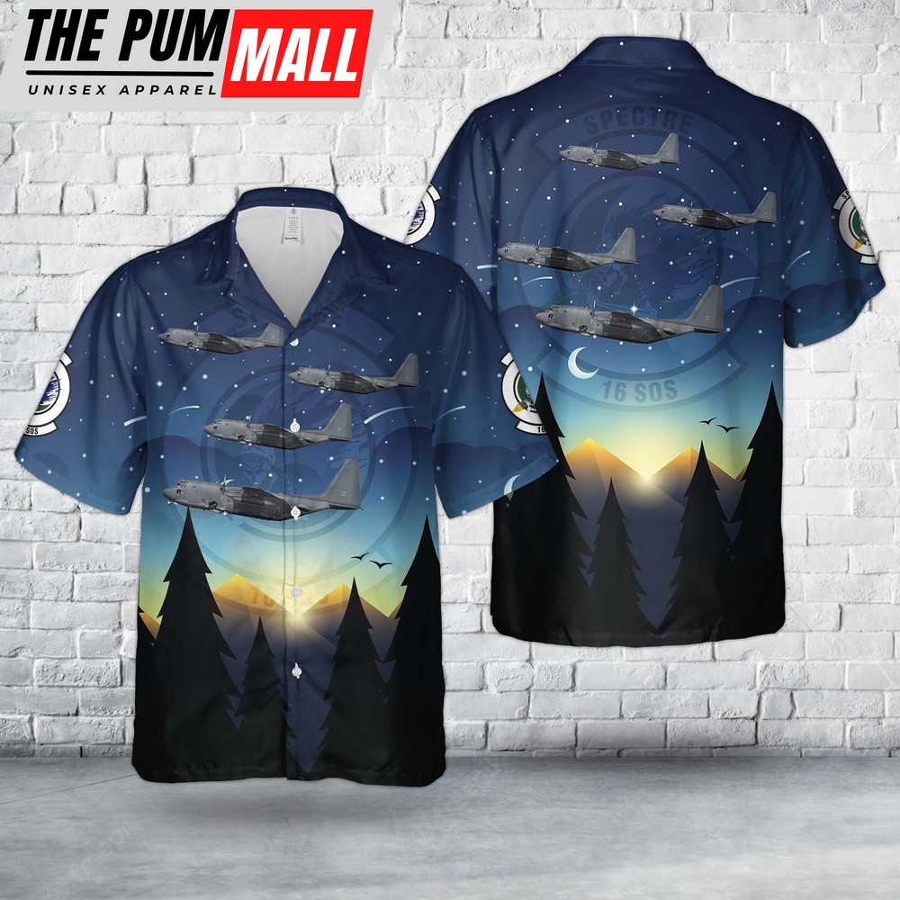 Air Force Hawaiian Shirt, Cannon Air Force Base, New Mexico, US Air Force 88-1307, AC-130W Stinger II, 16th SOS, 27th SOW Hawaiian Shirt