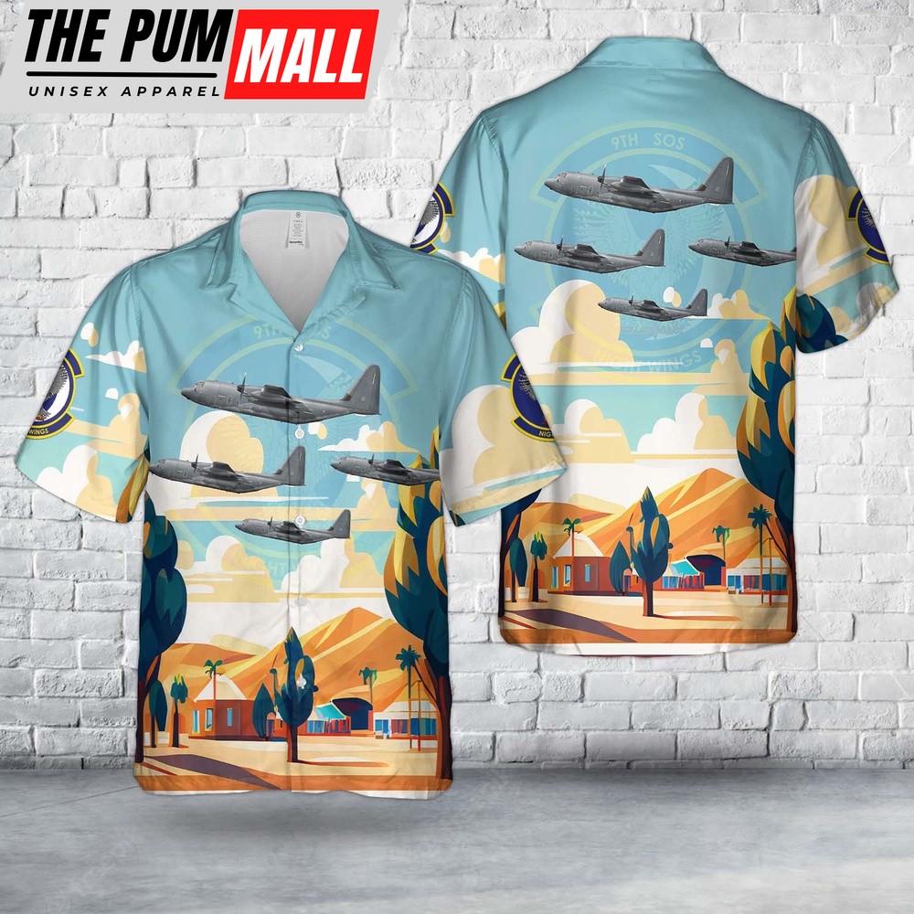 Air Force Hawaiian Shirt, Cannon Air Force Base, New Mexico, US Air Force 9th Special Operations Squadron 08-6201, MC-130J Commando II Hawaiian Shirt