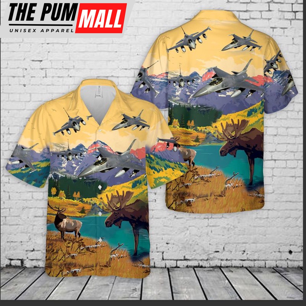 Air Force Hawaiian Shirt, Colorado Air National Guard General Dynamics F-16 Fighting Falcon Hawaiian Shirt, Veteran Hawaiian Shirt