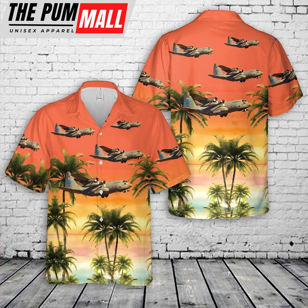 Air Force Hawaiian Shirt, Delaware Air National Guard 166th Airlift Wing (166th AW) Lockheed C-130 H2 Hercules The First State Hawaiian Shirt