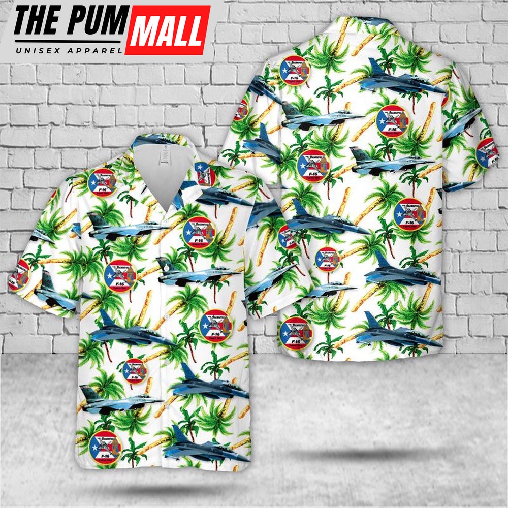 Air Force Hawaiian Shirt, F-16 198th FS Bucaneros Puerto Rico Air National Guard Hawaiian Shirt, Veteran Hawaiian Shirt