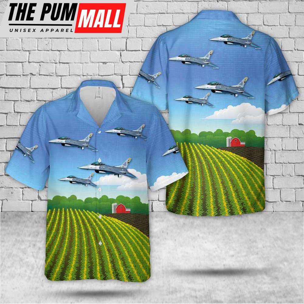 Air Force Hawaiian Shirt, F-16C Iowa Air National Guard 132nd Fighter Wing Hawaiian Shirt, Veteran Hawaiian Shirt