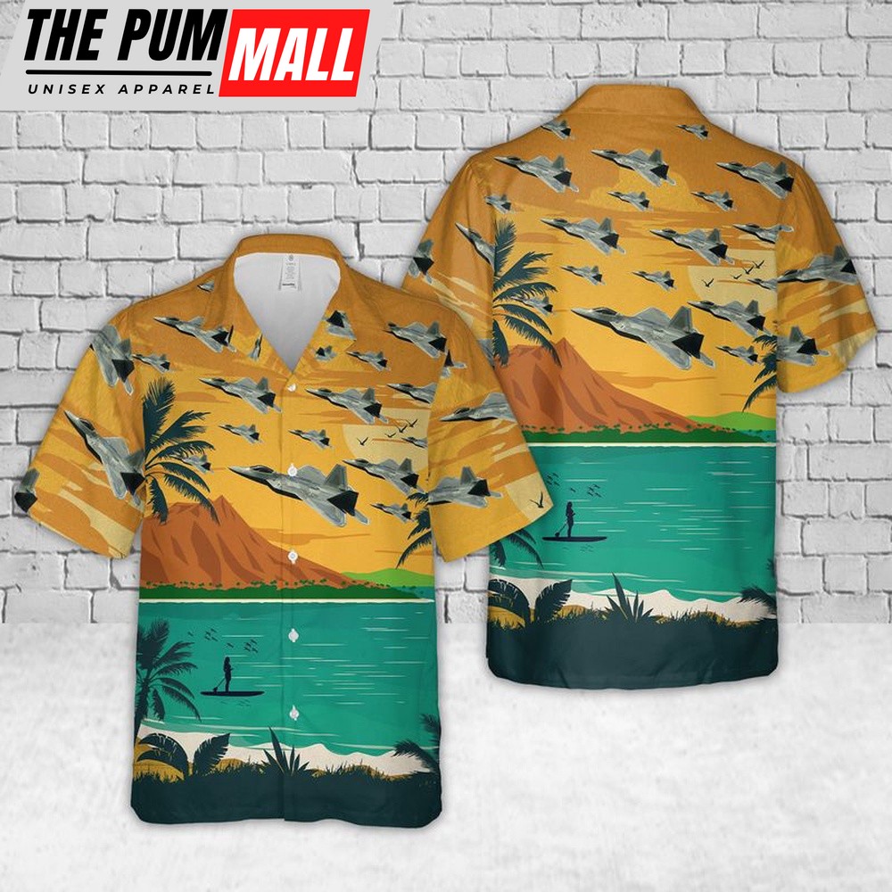 Air Force Hawaiian Shirt, F-22 Raptor Hawaii Air National Guard Hawaiian Shirt, Veteran Hawaiian Shirt
