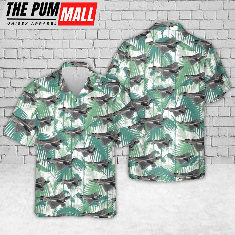 Air Force Hawaiian Shirt, F-22A Raptor Virginia Air National Guard Hawaiian Shirt, Veteran Hawaiian Shirt