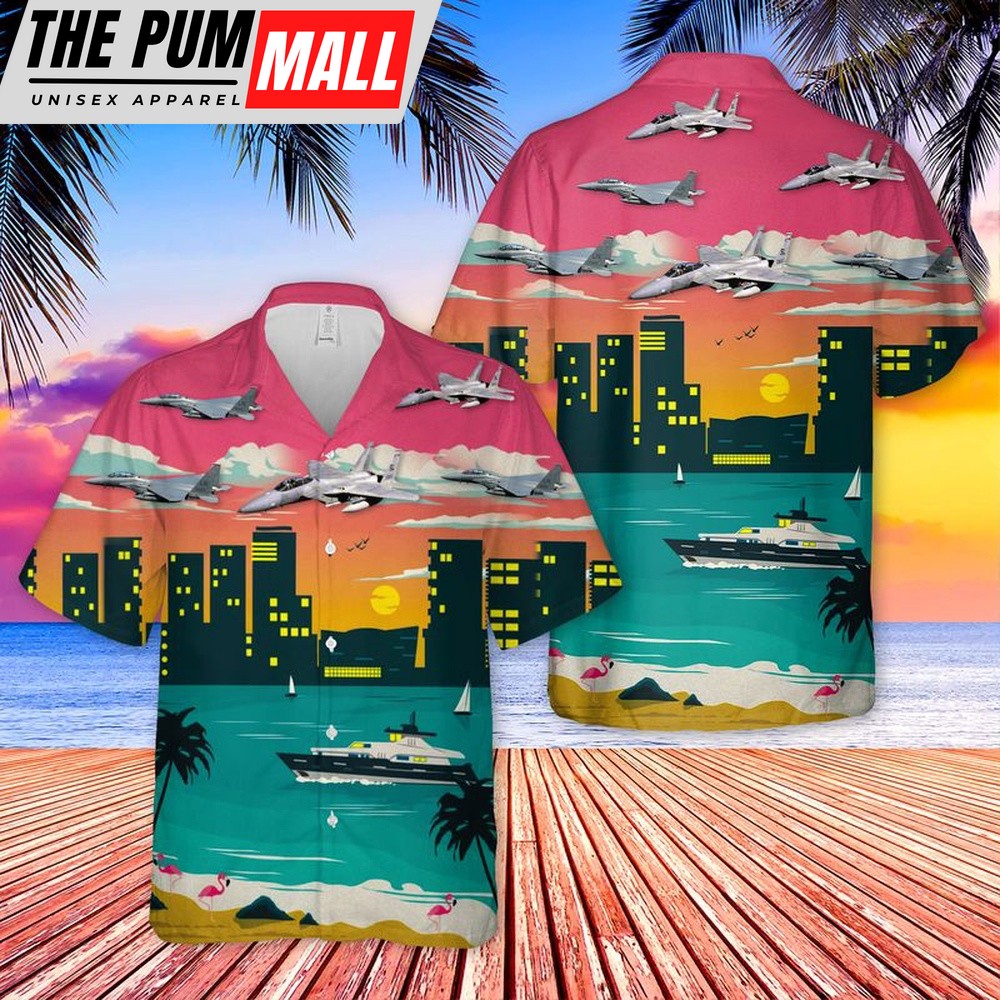 Air Force Hawaiian Shirt, Florida Air National Guard McDonnell Douglas F-15 Eagle Hawaiian Shirt, Veteran Hawaiian Shirt