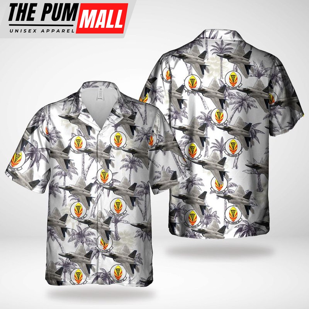Air Force Hawaiian Shirt, Hawaii Air National Guard, 199th Fighter Squadron, Lockheed Martin F-22 Raptor Hawaiian Shirt, Veteran Hawaiian Shirt