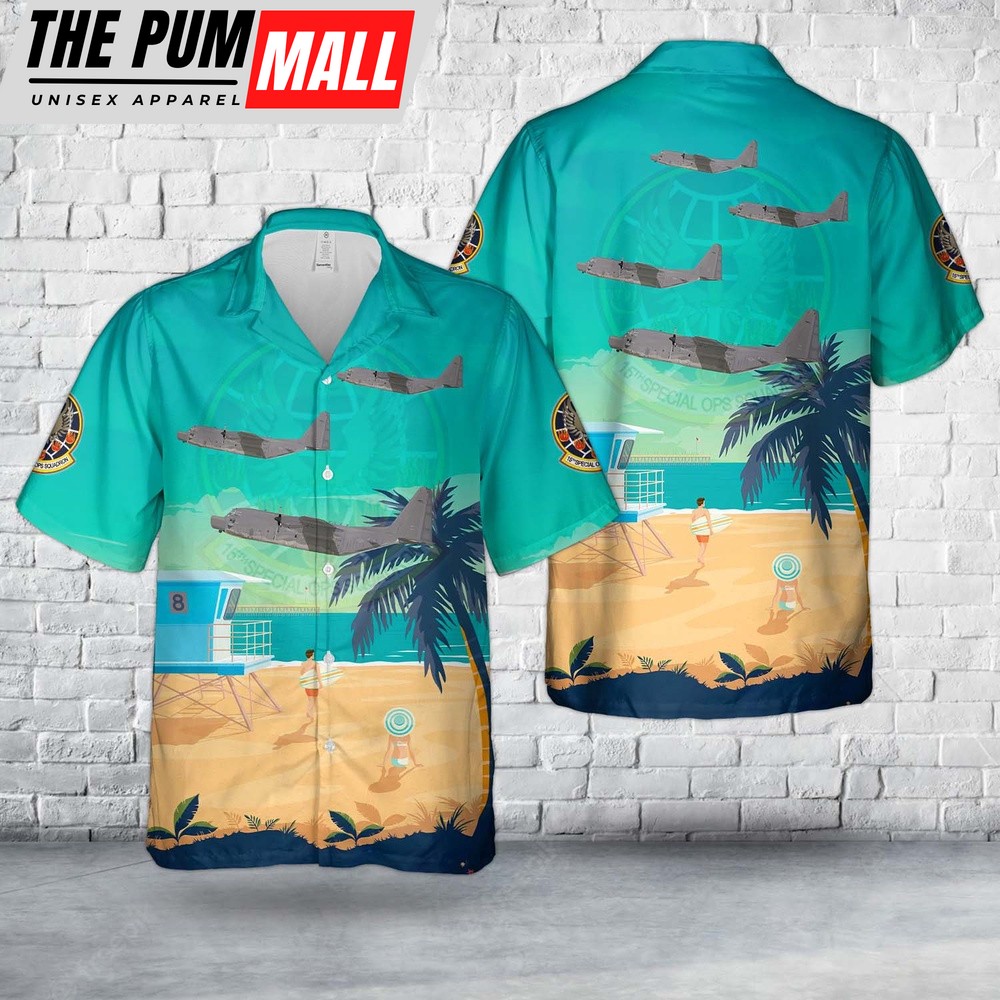 Air Force Hawaiian Shirt, Hurlburt Field, Florida, US Air Force 15th Special Operations Squadron MC-130H Combat Talon II Hawaiian Shirt